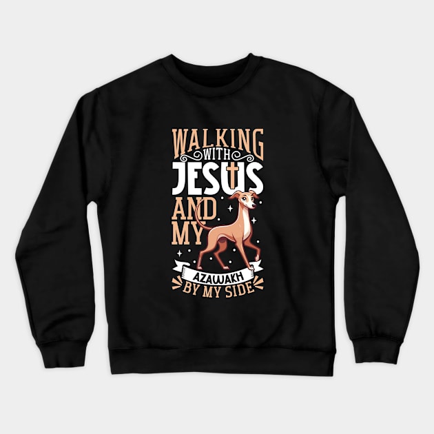 Jesus and dog - Azawakh Crewneck Sweatshirt by Modern Medieval Design